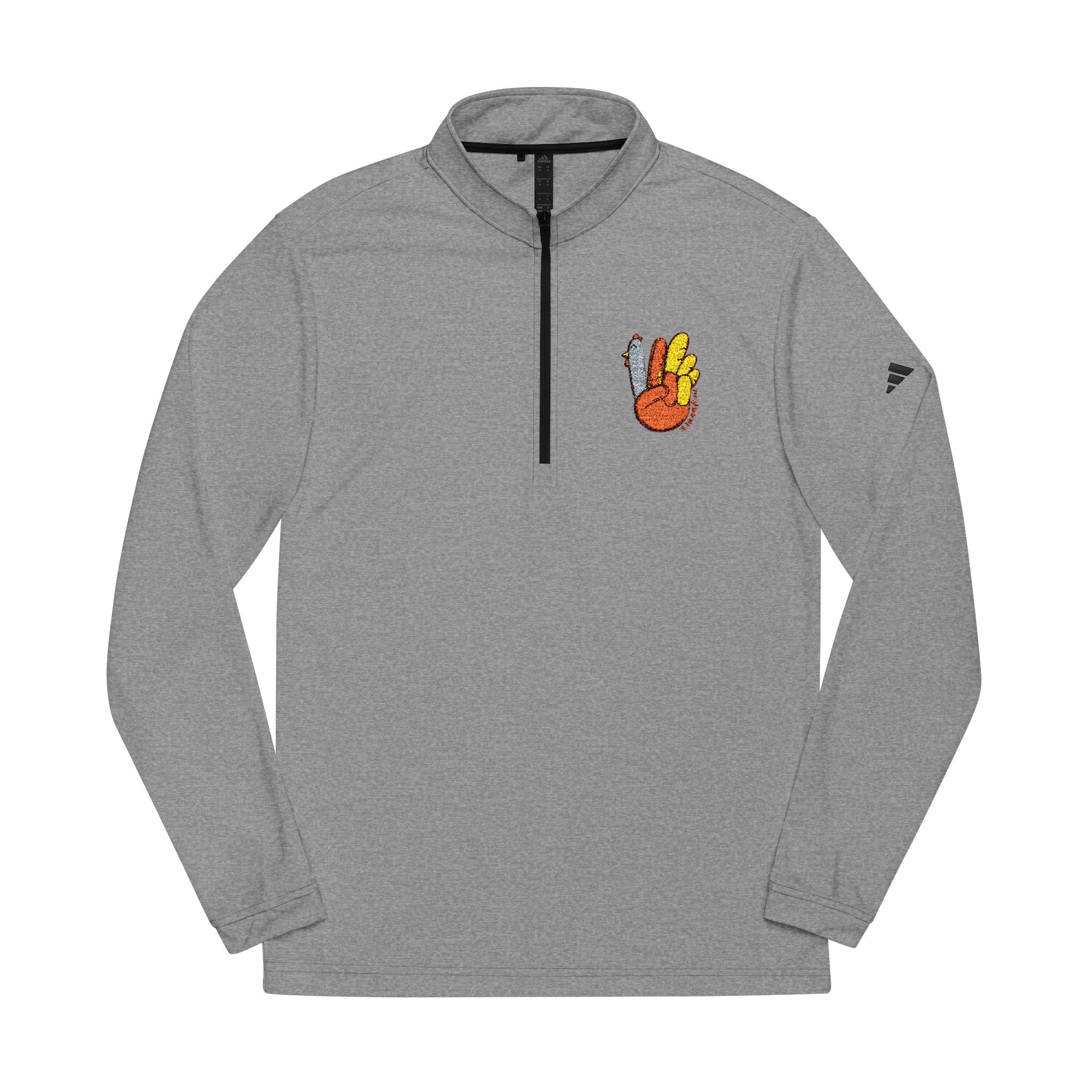 Embroidered Peace Flame Quarter-Zip Pullover