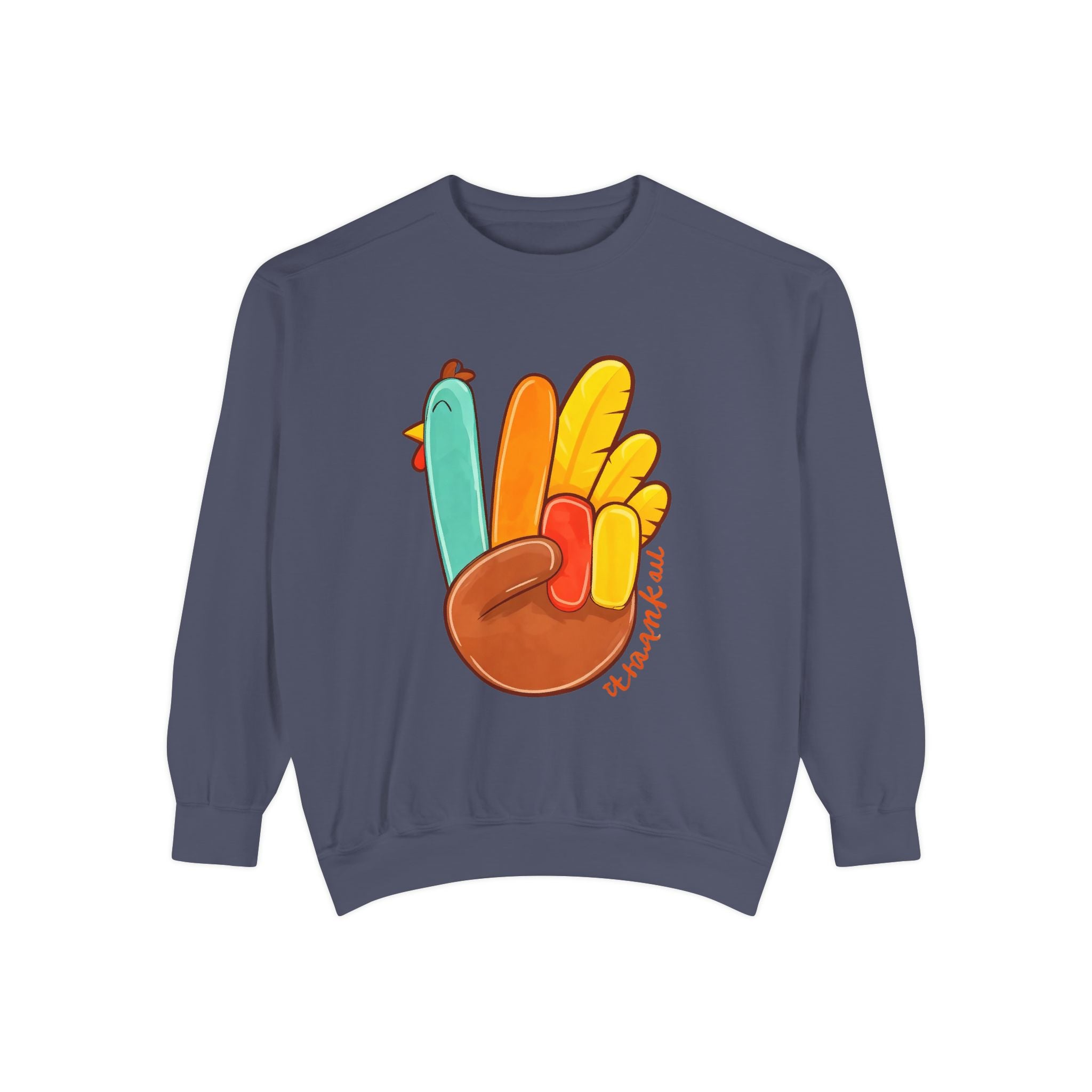 Thankful Turkey Sweatshirt — Cute Thanksgiving Peace Sign Pullover