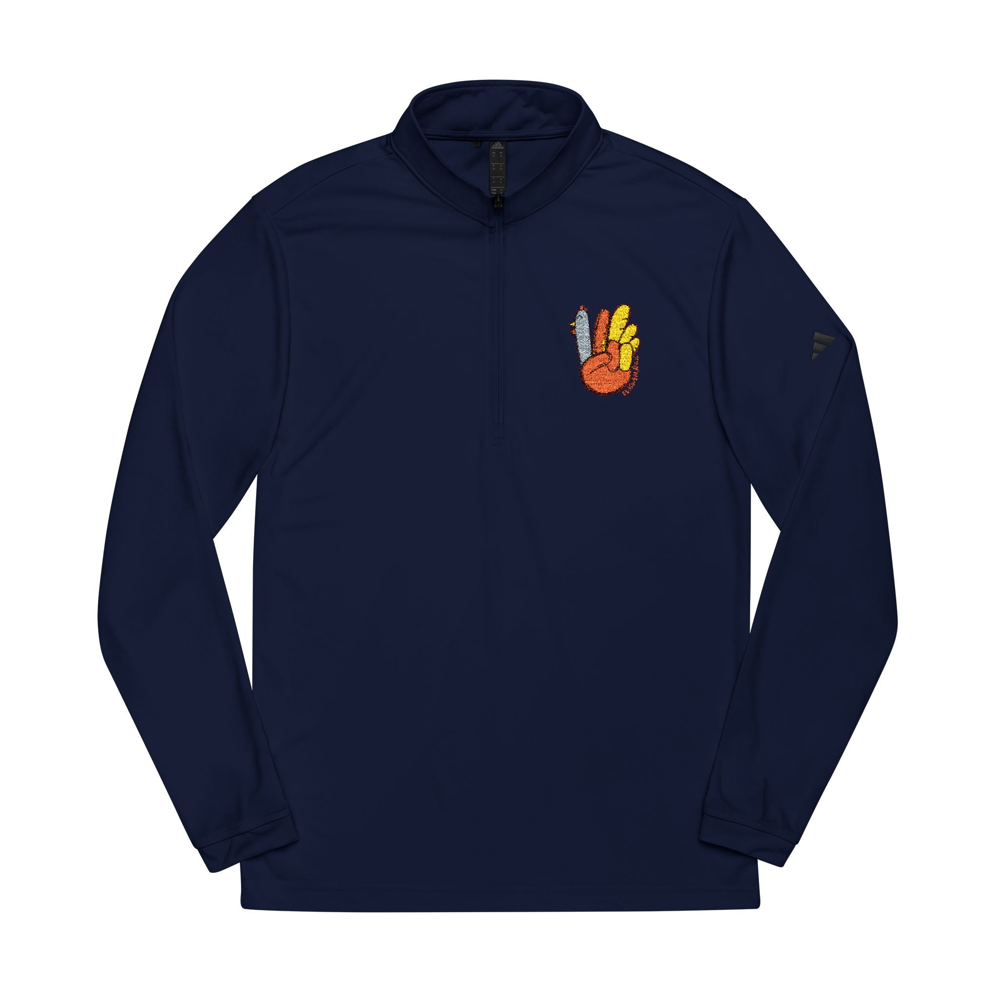 Embroidered Peace Flame Quarter-Zip Pullover