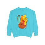Thankful Turkey Sweatshirt — Cute Thanksgiving Peace Sign Pullover