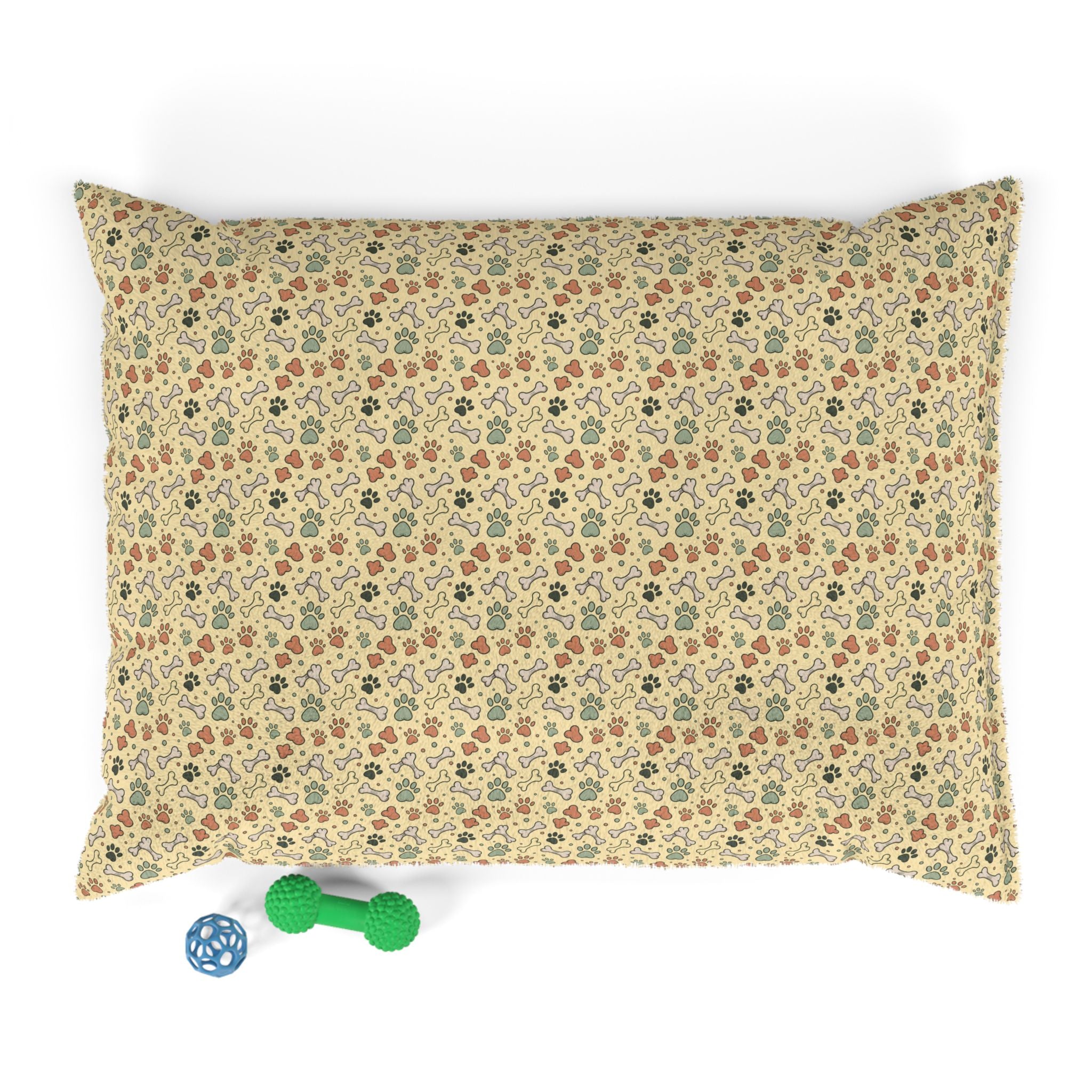 Floral Pawprint Pet Bed — Cozy Plush Dog & Cat Cushion