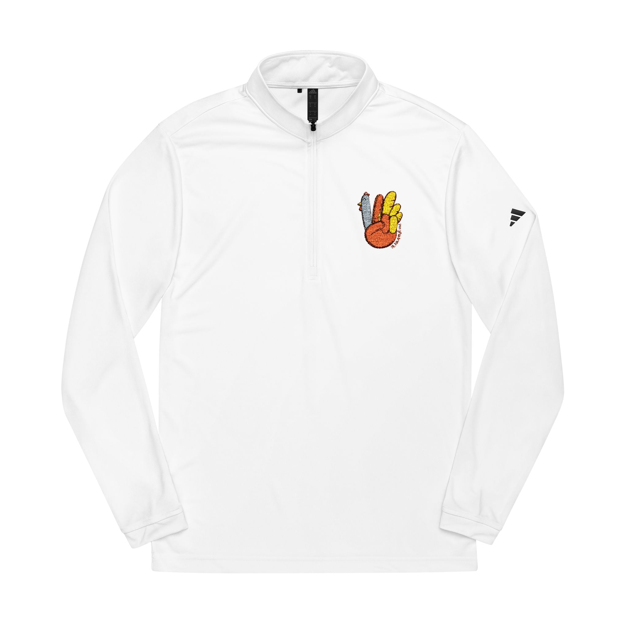 Embroidered Peace Flame Quarter-Zip Pullover