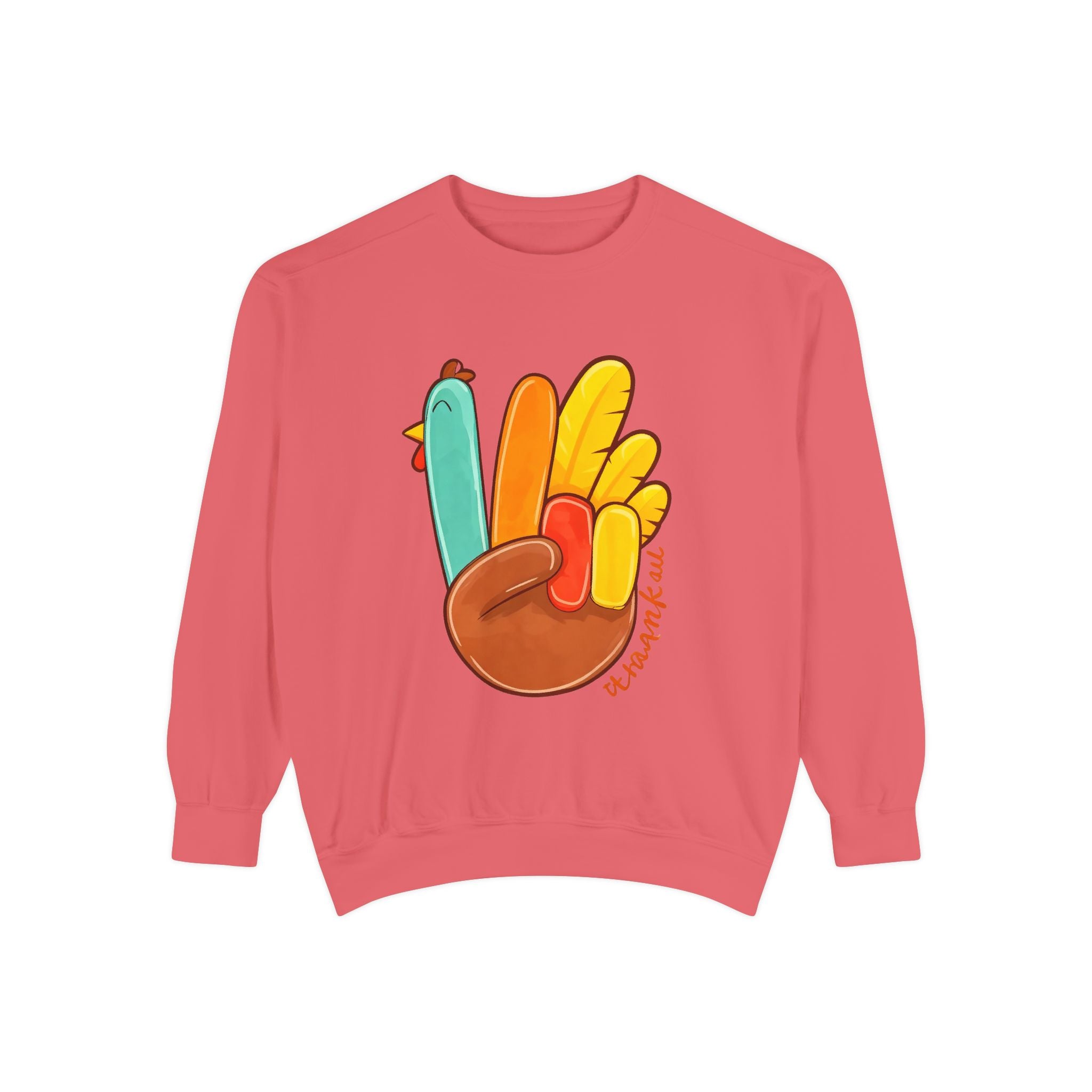 Thankful Turkey Sweatshirt — Cute Thanksgiving Peace Sign Pullover