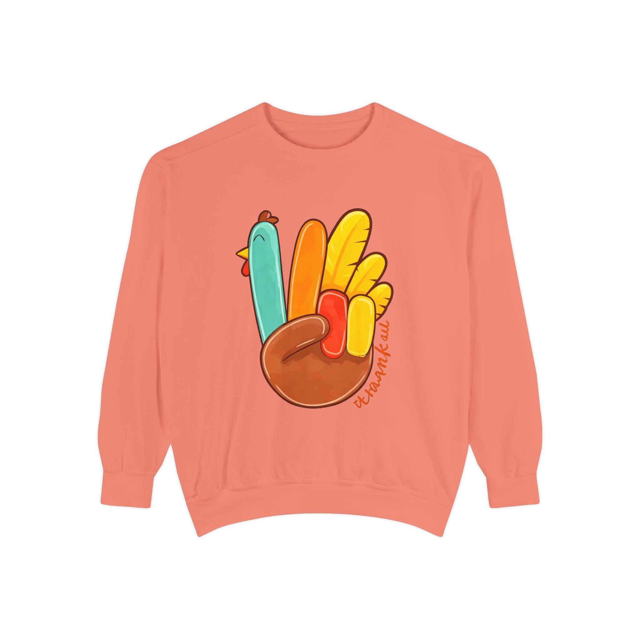 Thankful Turkey Sweatshirt — Cute Thanksgiving Peace Sign Pullover