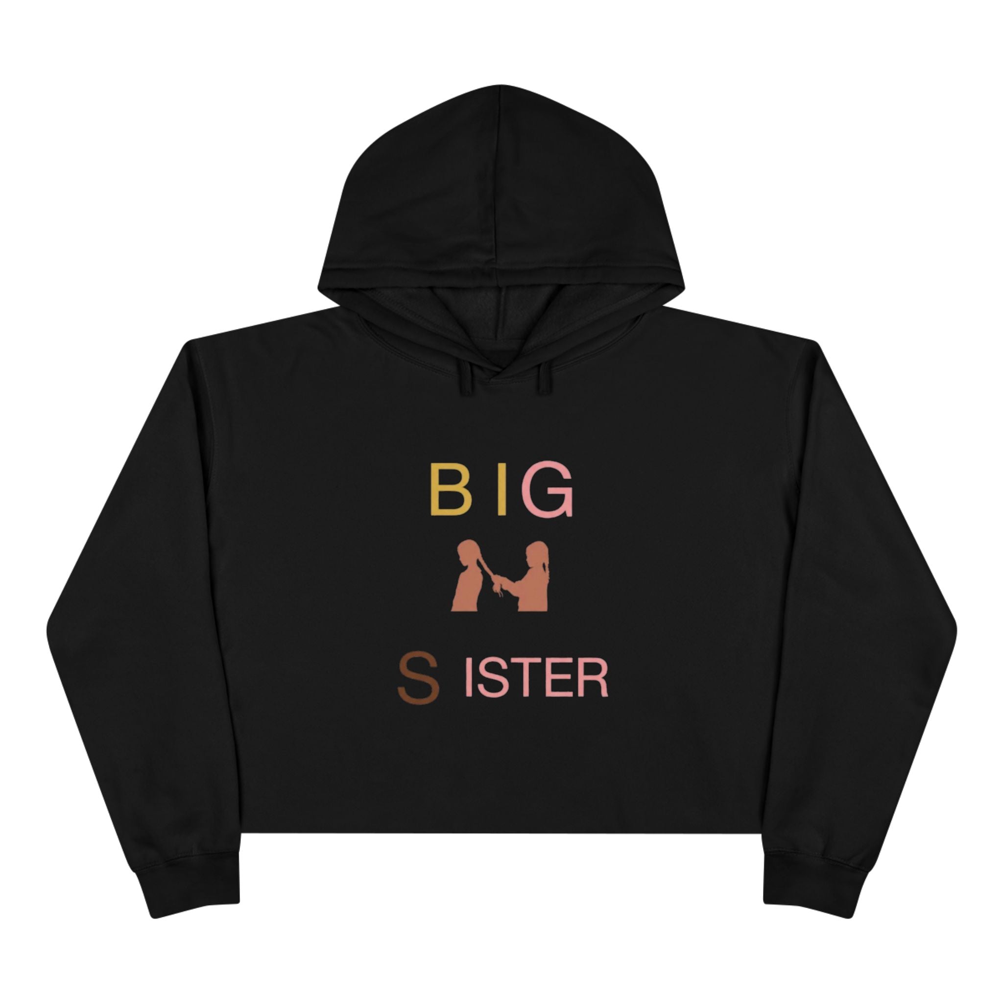 Big Sister Crop Hoodie — Minimal Silhouette Announcement Sweatshirt