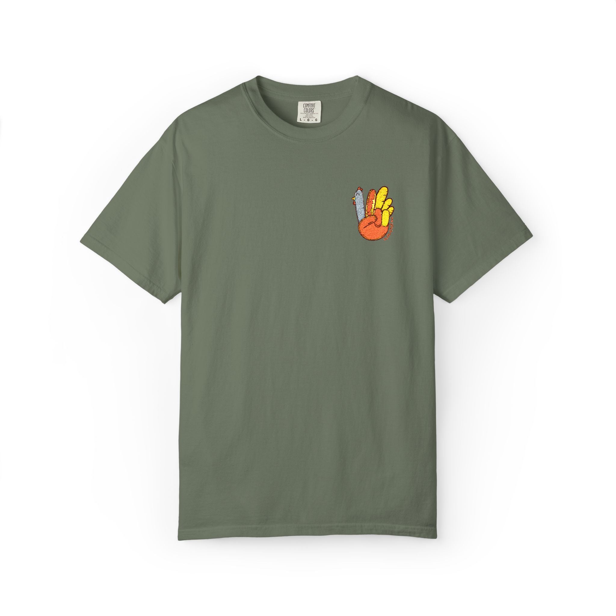 Peace Sign Flame Pocket T-Shirt — Retro Fire Hand Graphic Tee