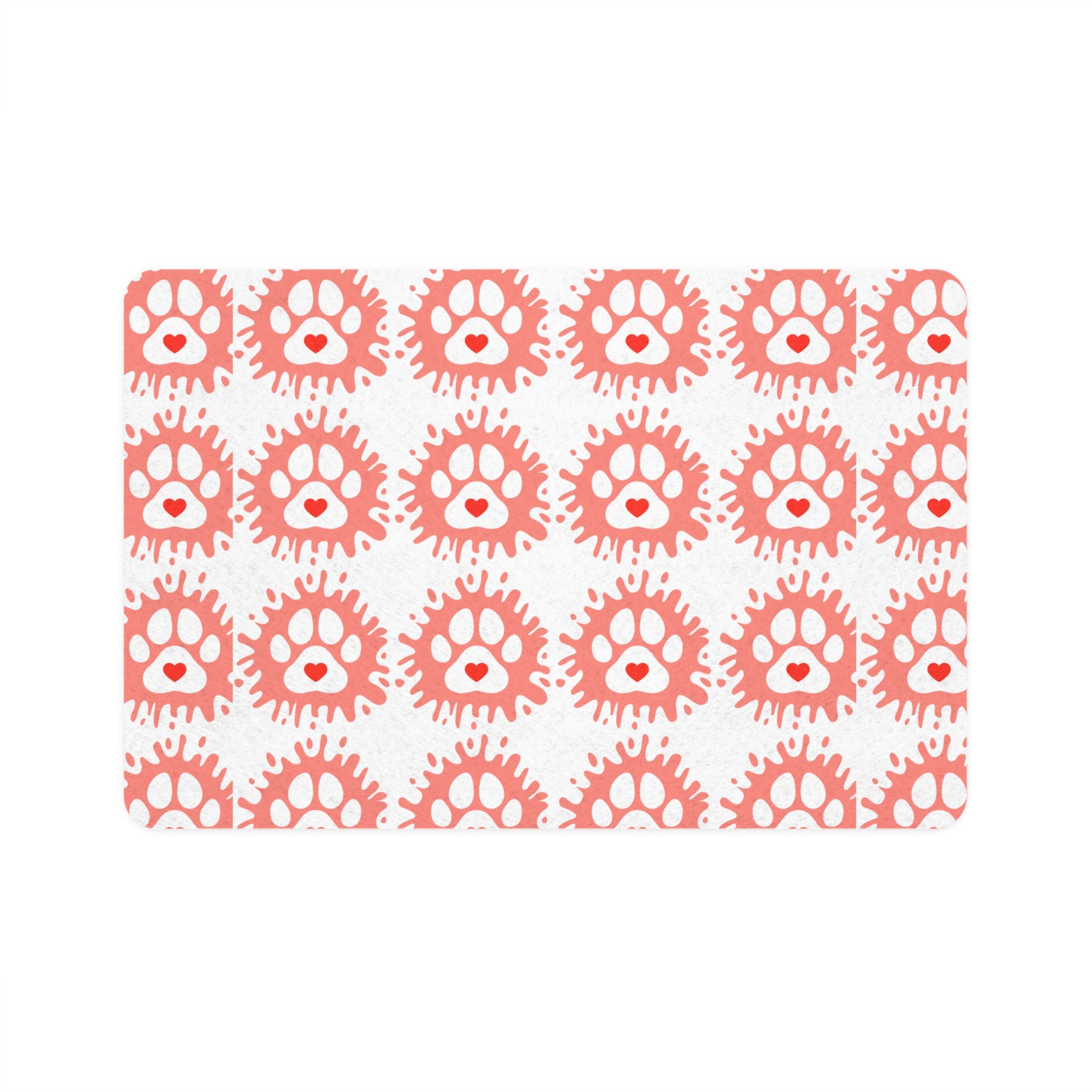 Coral Paw Print Pet Food Mat (12x18)