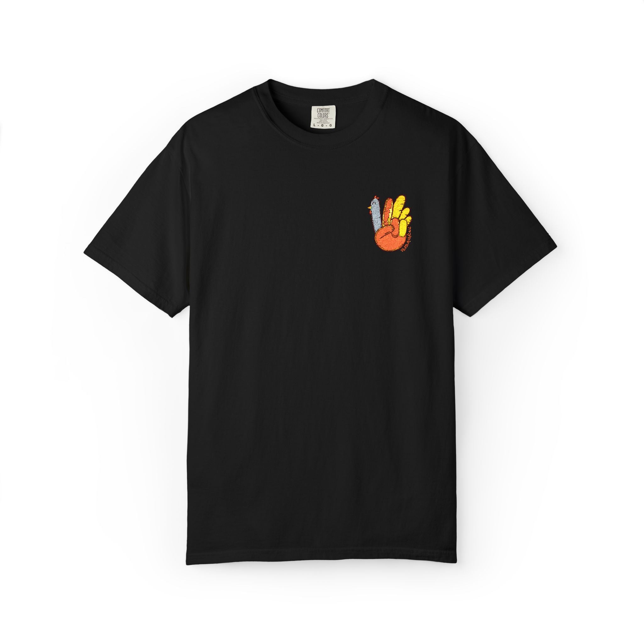 Peace Sign Flame Pocket T-Shirt — Retro Fire Hand Graphic Tee