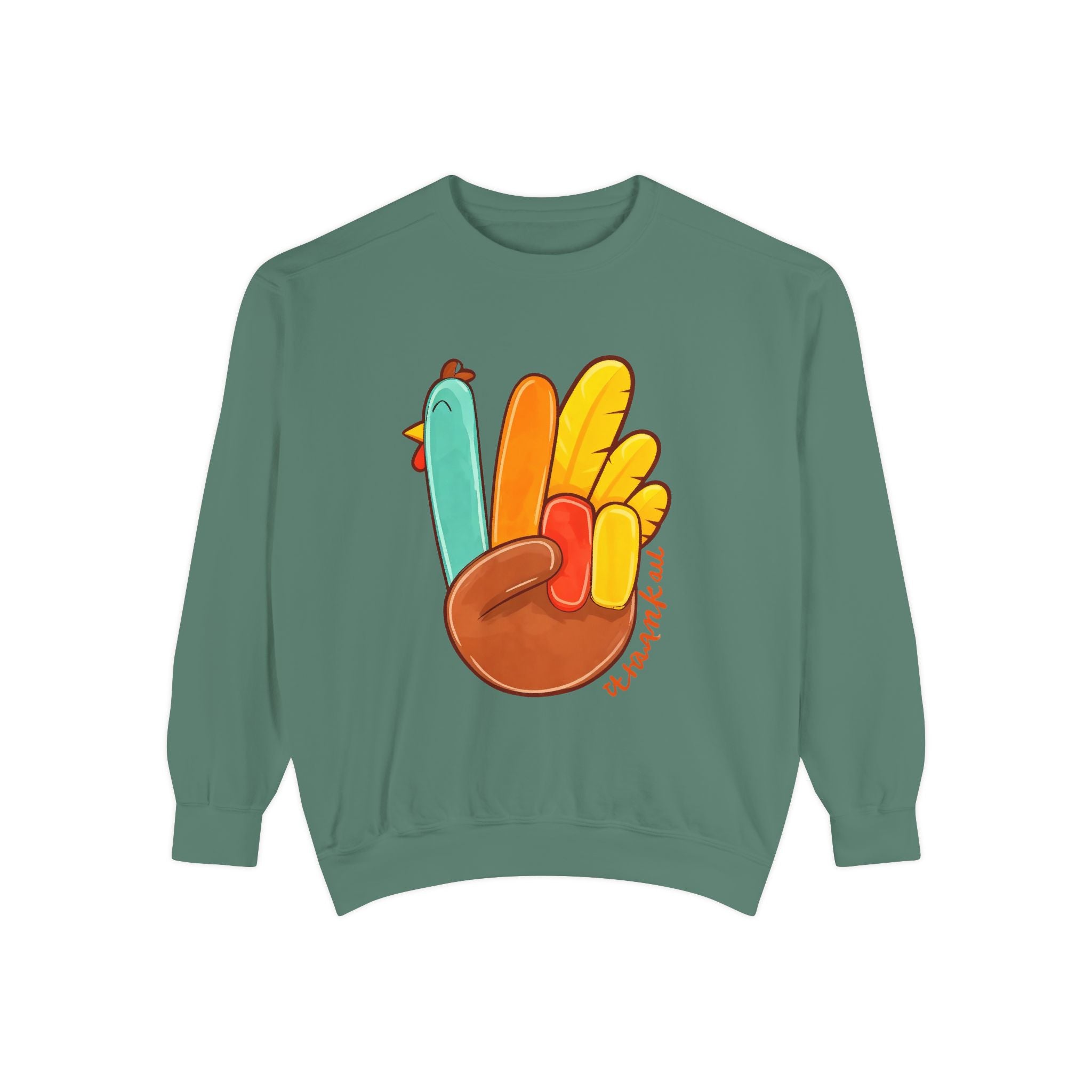 Thankful Turkey Sweatshirt — Cute Thanksgiving Peace Sign Pullover