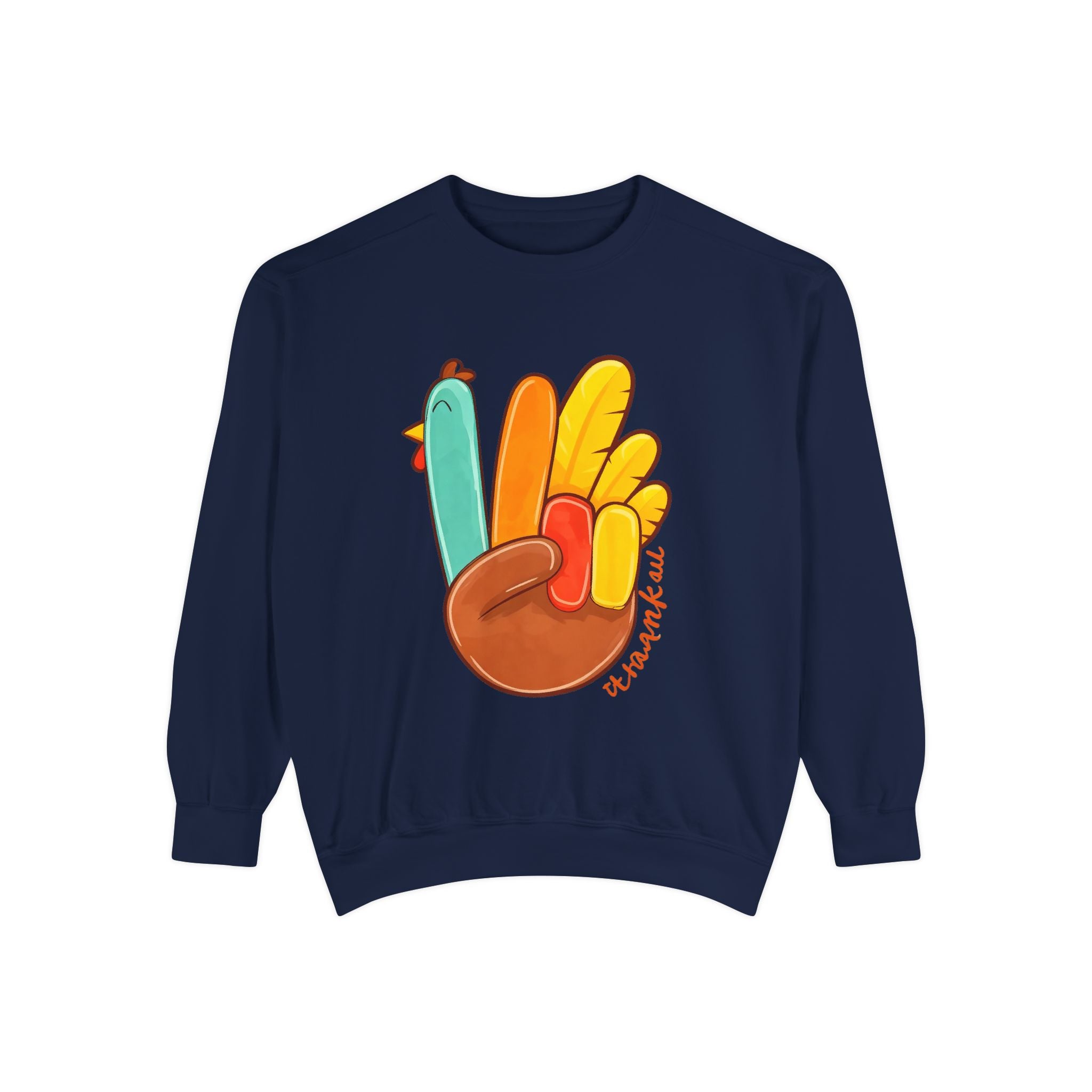 Thankful Turkey Sweatshirt — Cute Thanksgiving Peace Sign Pullover