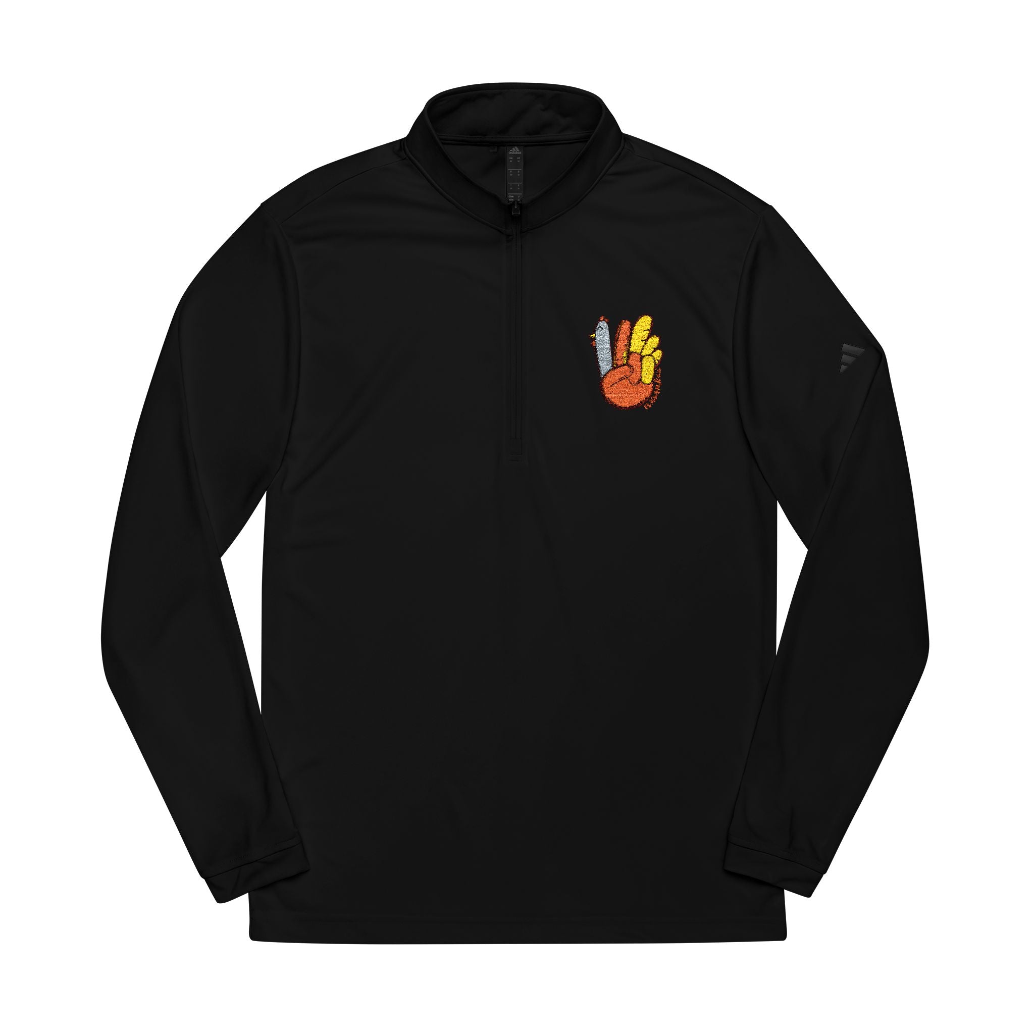 Embroidered Peace Flame Quarter-Zip Pullover
