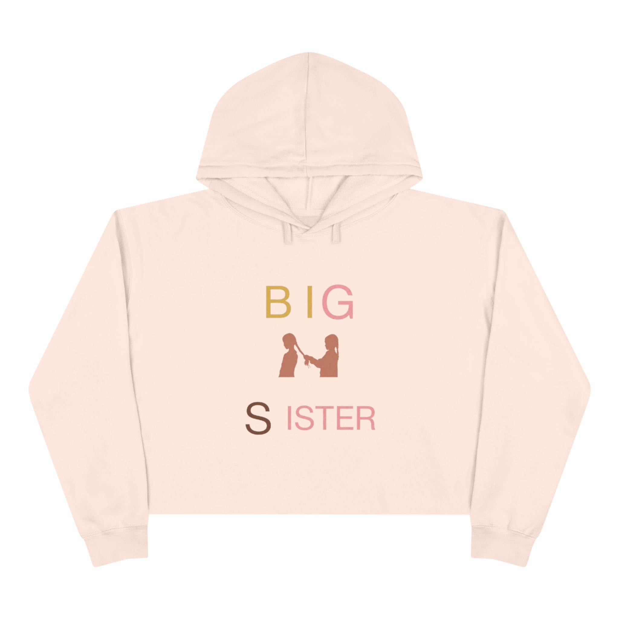 Big Sister Crop Hoodie — Minimal Silhouette Announcement Sweatshirt