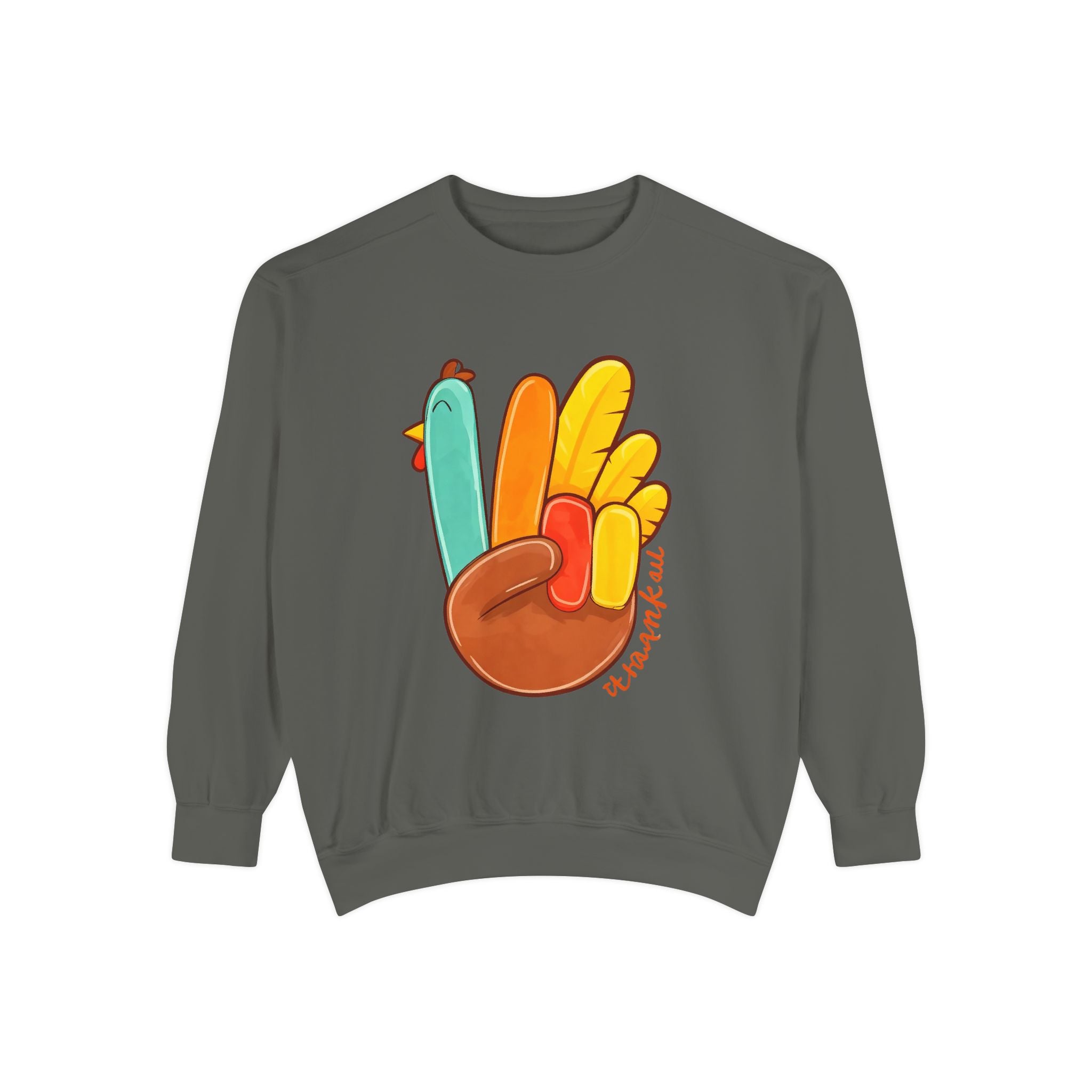 Thankful Turkey Sweatshirt — Cute Thanksgiving Peace Sign Pullover