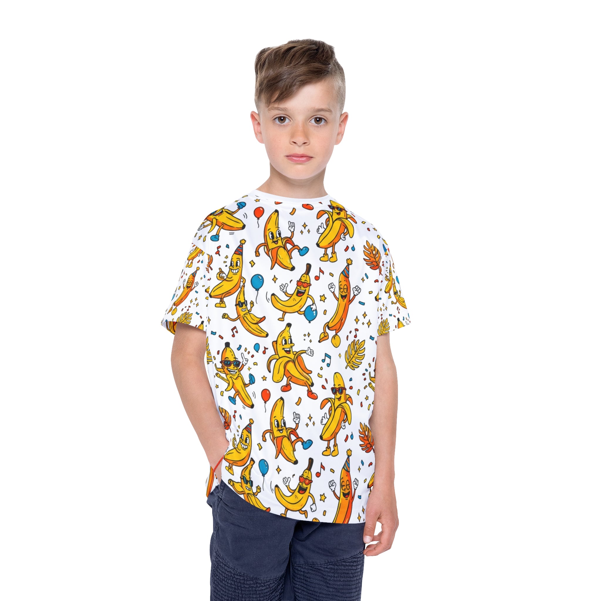 Kids Banana Party Jersey — Fun Dancing Banana All-Over Print Shirt for Children