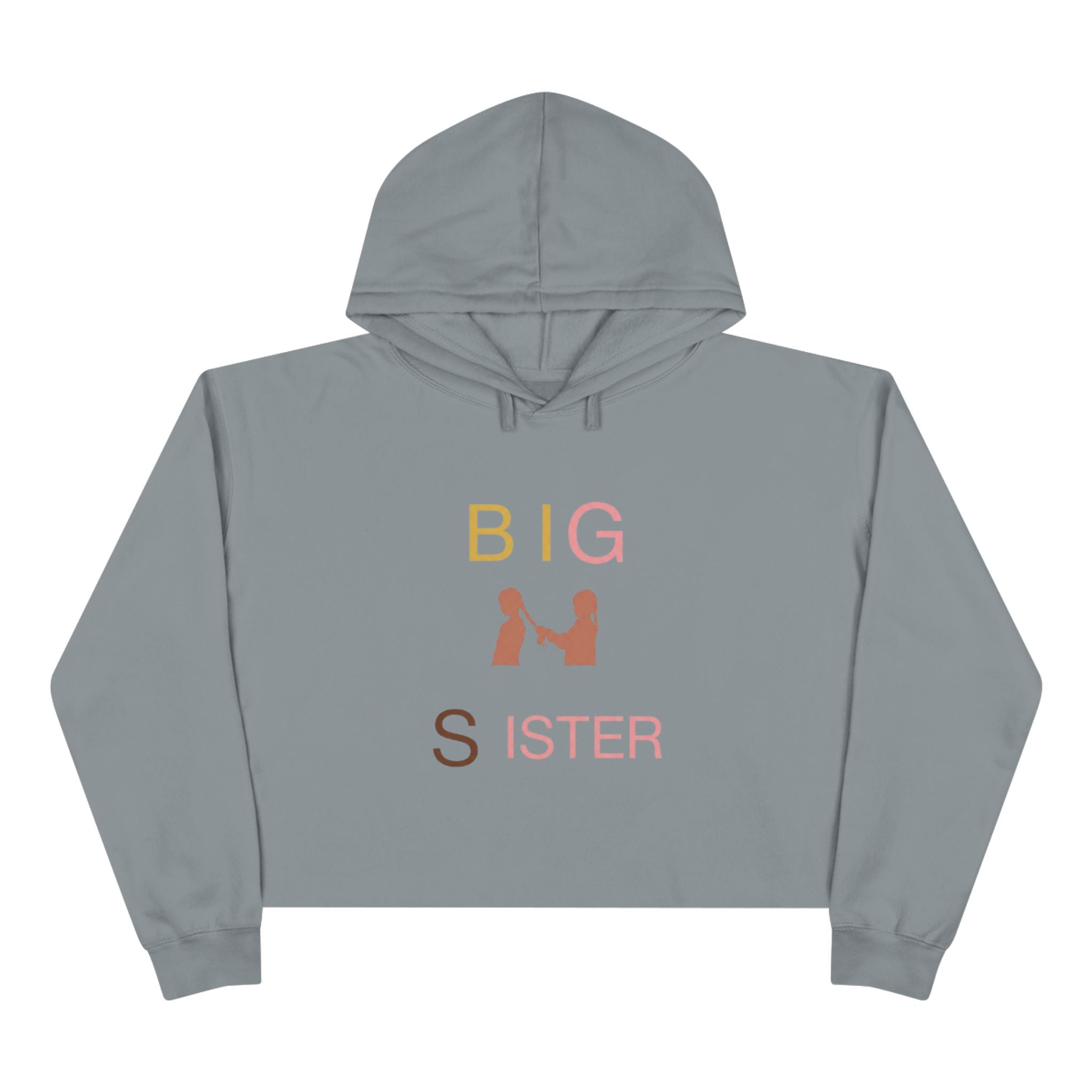 Big Sister Crop Hoodie — Minimal Silhouette Announcement Sweatshirt