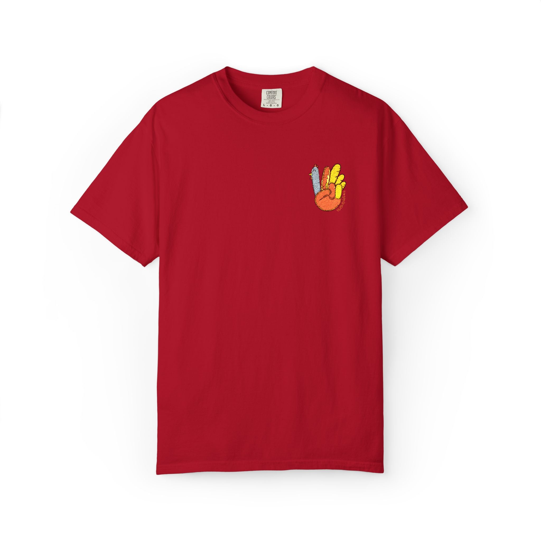Peace Sign Flame Pocket T-Shirt — Retro Fire Hand Graphic Tee